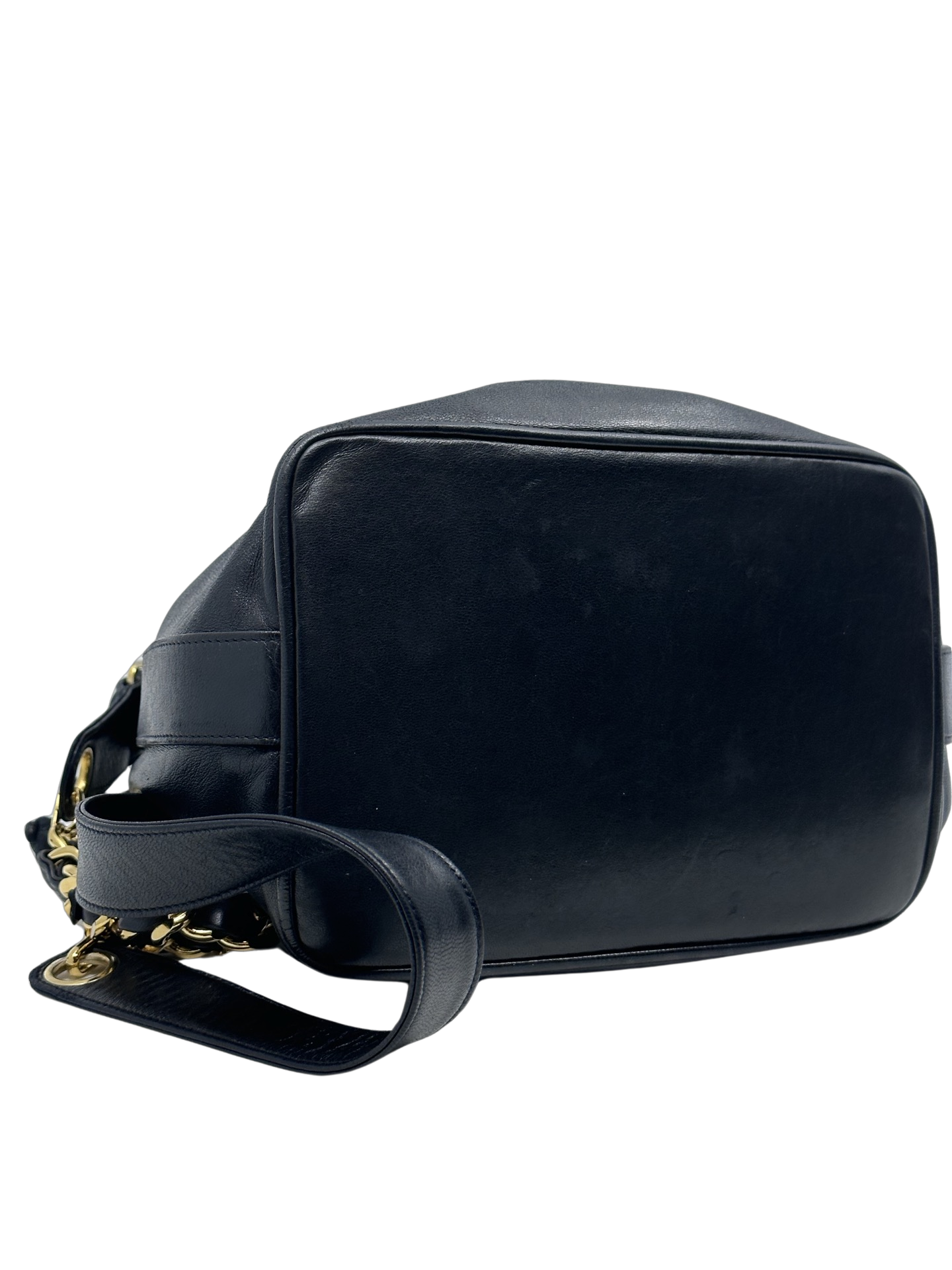 Chanel Black Lambskin Drawstring Bucket Bag