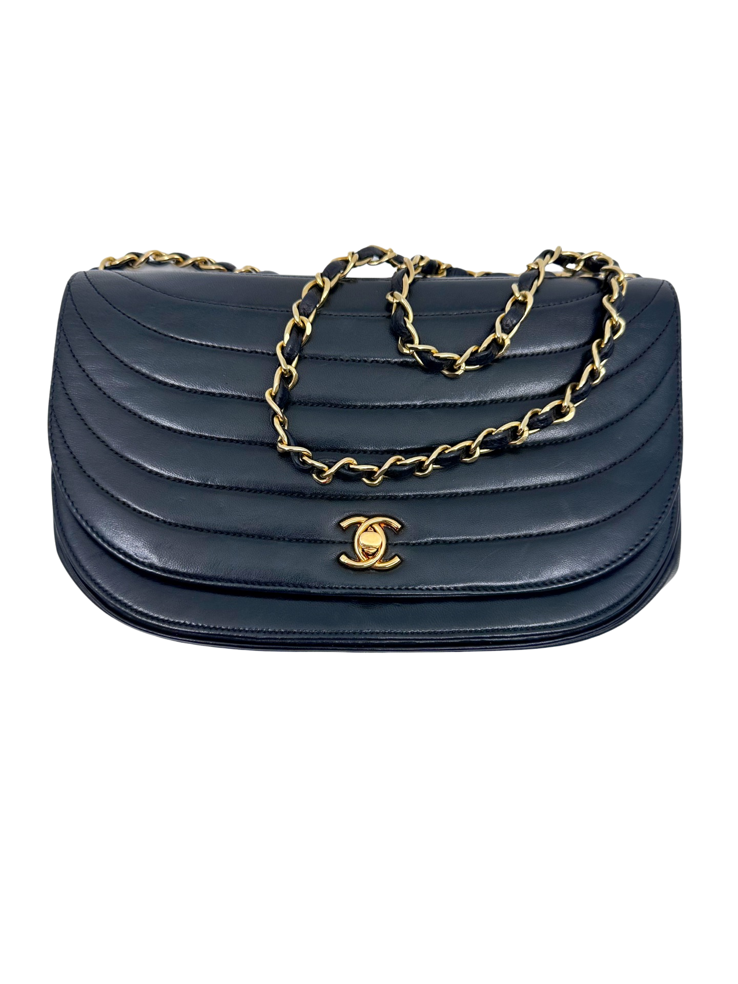 Chanel Half Moon Lambskin Leather Shoulder Bag