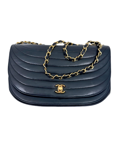 Chanel Half Moon Lambskin Leather Shoulder Bag