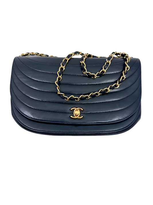 Chanel Half Moon Lambskin Leather Shoulder Bag