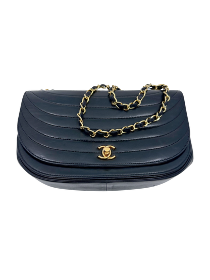 Chanel Half Moon Lambskin Leather Shoulder Bag