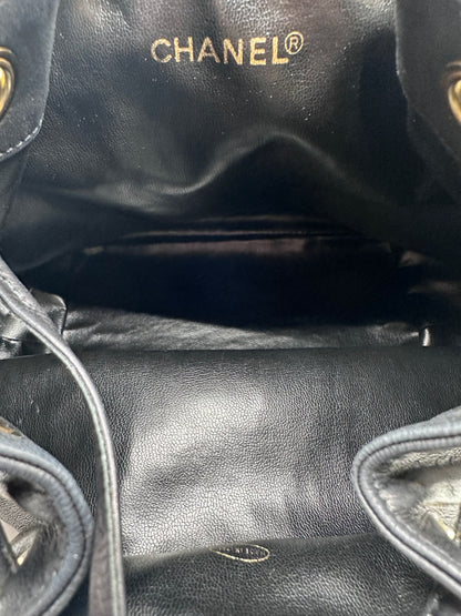 Chanel Black Lambskin Drawstring Bucket Bag