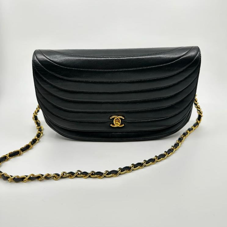 Chanel Half Moon Lambskin Leather Shoulder Bag