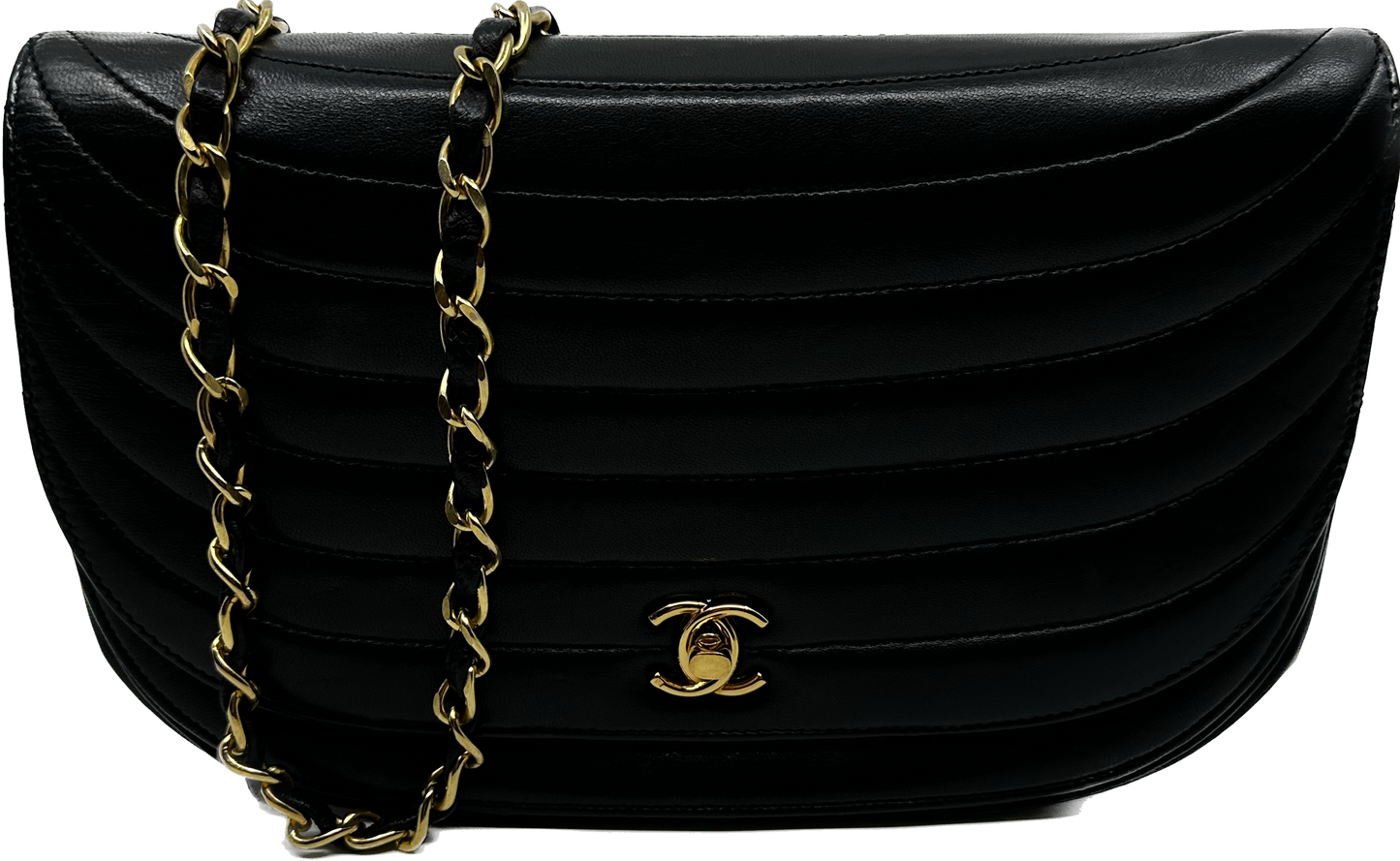 Chanel Half Moon Lambskin Leather Shoulder Bag