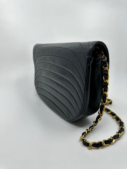 Chanel Half Moon Lambskin Leather Shoulder Bag