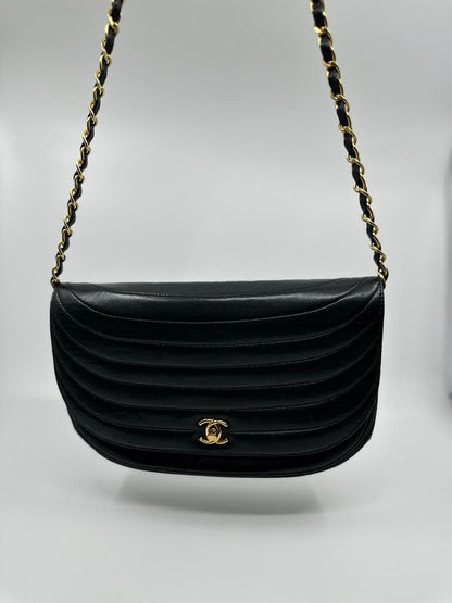 Chanel Half Moon Lambskin Leather Shoulder Bag