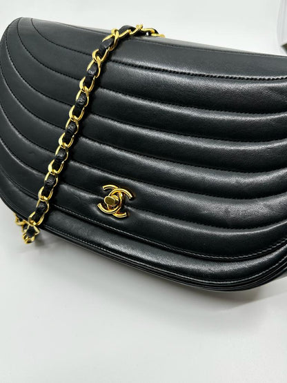 Chanel Half Moon Lambskin Leather Shoulder Bag